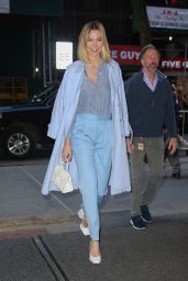 Karlie Kloss in a Pastel Blue Ensemble - NYC 03/06/2020