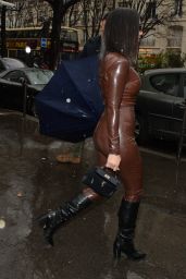 Kourtney Kardashian in Balmain FW20 Latex Outfit – Paris 03/01/2020