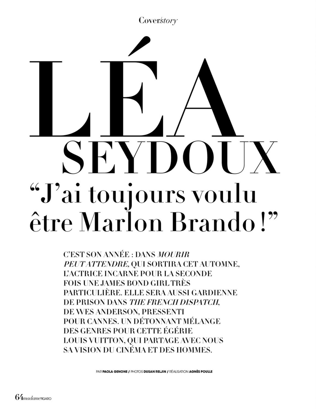 Léa Seydoux - Madame Figaro 07/09/2021 Issue • CelebMafia