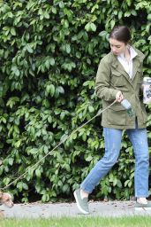 Lily Collins - Takes Her Dog For a Stroll in Beverly Hills 03/10/2020