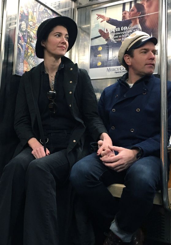 Mary Elizabeth Winstead and Ewan McGregor - Riding the NYC Subway 03/07/2020