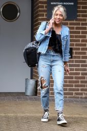 Paige Turley in Ripped Jeans - Leaving Tileyard Music Studios in London 03/12/2020