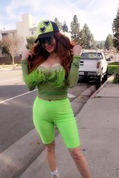 Phoebe Price in a Neon Green Look - Beverly Hills 03/05/2020