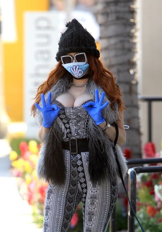 Phoebe Price Wear Her Own Custom Mask - Beverly Hills 03/26/2020