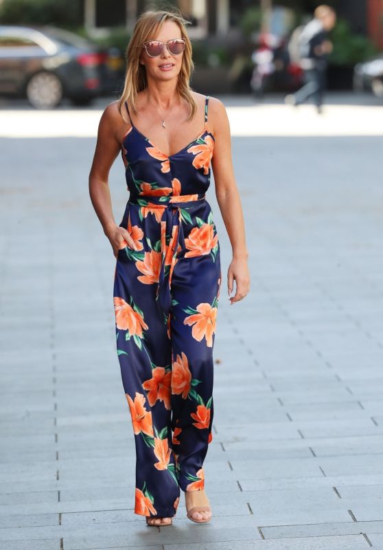 Amanda Holden in a Floral Print Jumpsuit - Leaving the Global Studios in London 04/20/2020
