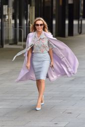 Amanda Holden in a Lilac Coat and Floral Blouse - London 04/14/2020