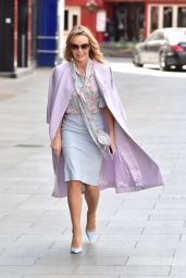 Amanda Holden in a Lilac Coat and Floral Blouse - London 04/14/2020