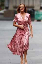 Amanda Holden in a Pink Heart Patterned Silk Dress - London 04/29/2020