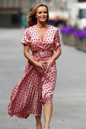 Amanda Holden in a Pink Heart Patterned Silk Dress - London 04/29/2020