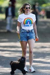 Ashley James Leggy in Shorts - Walking Her Dog 04/24/2020