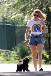 Ashley James Leggy in Shorts - Walking Her Dog 04/24/2020