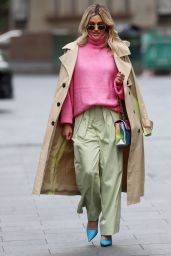 Ashley Roberts in a Pink Jumper and Green Trousers - London 04/29/2020
