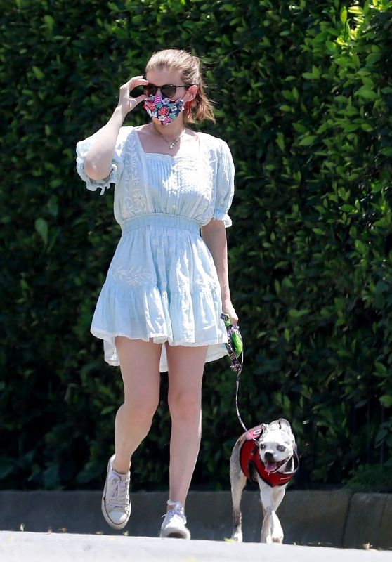 Kate Mara Wears Floral Face Mask and Summer Dress - Los Feliz 04/27 ...