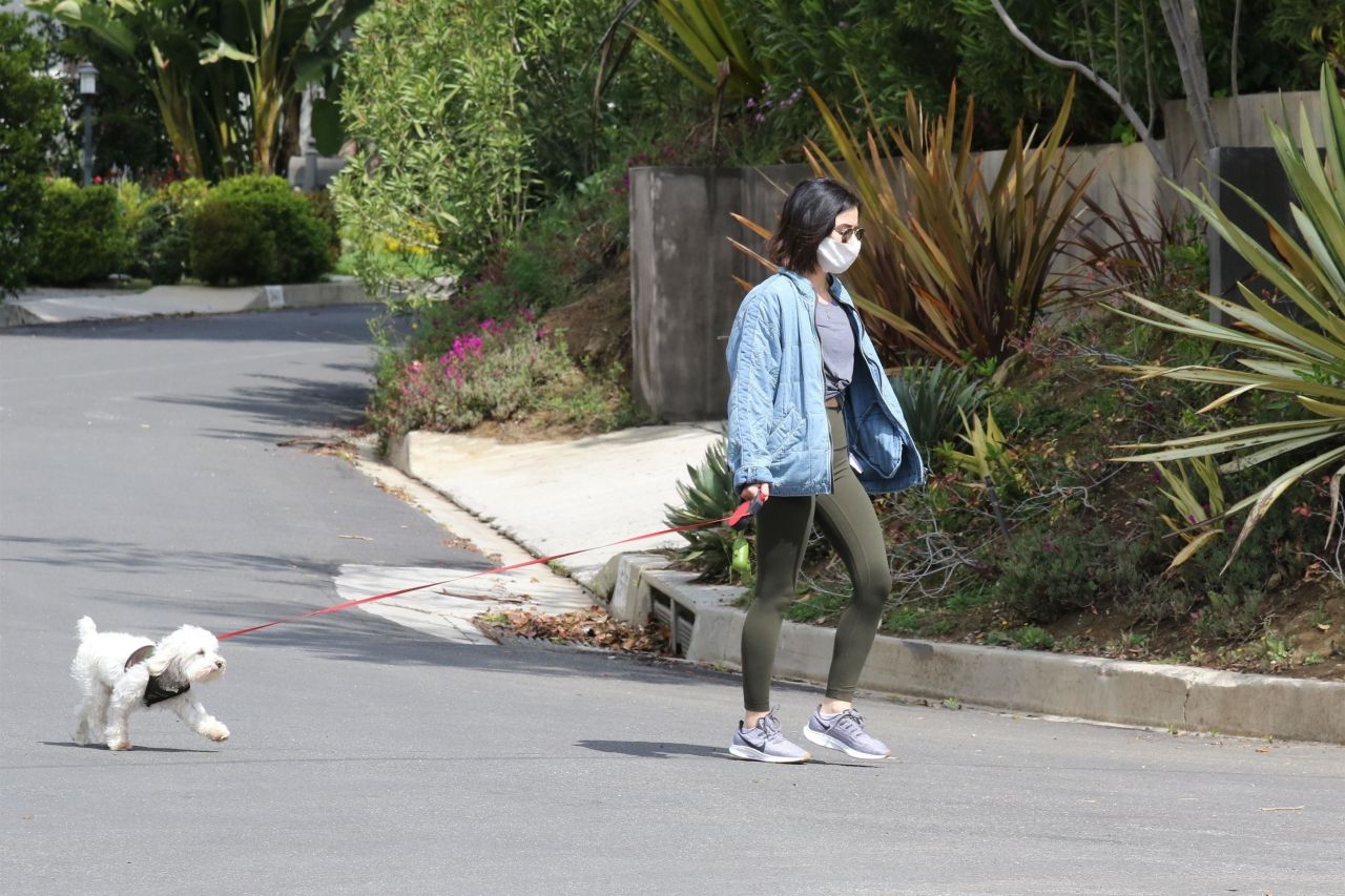 Lucy Hale - Walking Her Dog Elvis in Studio City 04/13/2020 • CelebMafia