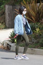 Lucy Hale - Walking Her Dog Elvis in Studio City 04/13/2020