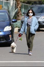 Lucy Hale - Walking Her Dog Elvis in Studio City 04/13/2020