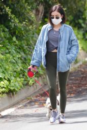 Lucy Hale - Walking Her Dog Elvis in Studio City 04/13/2020