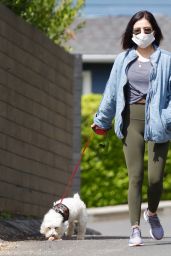 Lucy Hale - Walking Her Dog Elvis in Studio City 04/13/2020