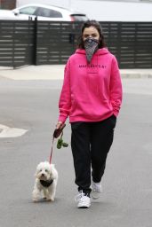 Lucy Hale - Walking Her Dog in Studio City 04/12/2020
