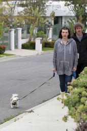 Milla Jovovich - Walking Her Dogs in Beverly Hills 04/20/2020