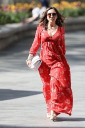 Myleene Klass in Red Maxi Dress - London 04/25/2020