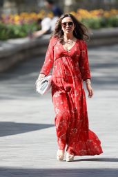 Myleene Klass in Red Maxi Dress - London 04/25/2020