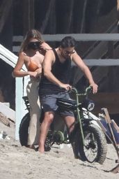 Sofia Richie and Scott Disick - Riding a Motorbike on the Beach 04/23/2020