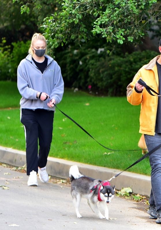 Sophie Turner - Take Her Dogs Out For a Walk in LA 04/20/2020