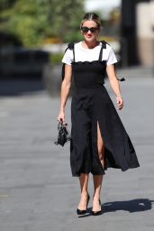Ashley Roberts in a Chic Thigh-Split Black Dress and Skyscraper Heels 05/29/2020