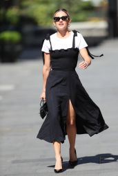 Ashley Roberts in a Chic Thigh-Split Black Dress and Skyscraper Heels 05/29/2020