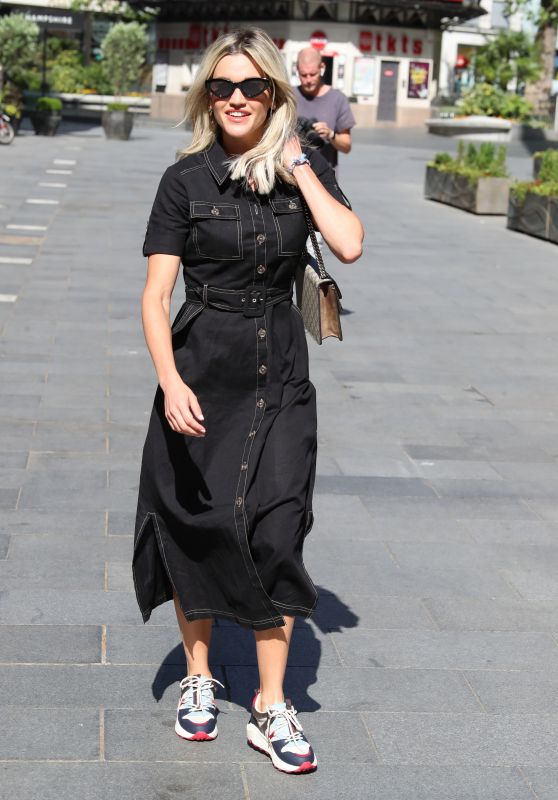 Ashley Roberts in a Denim Belted Midi Dress 05/28/2020