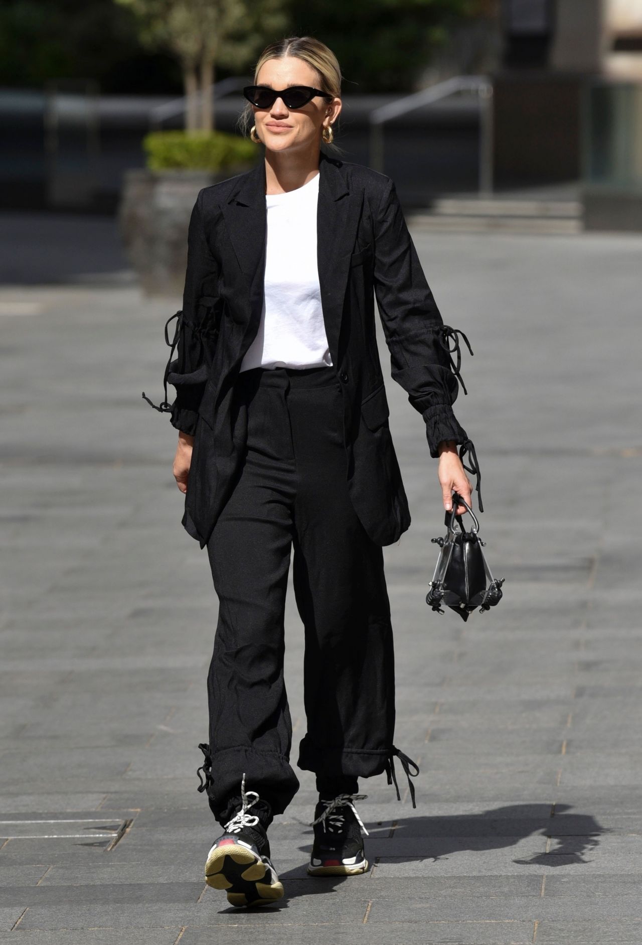 Ashley Roberts in Black Trouser Suit - Leaving the Global Studios in ...