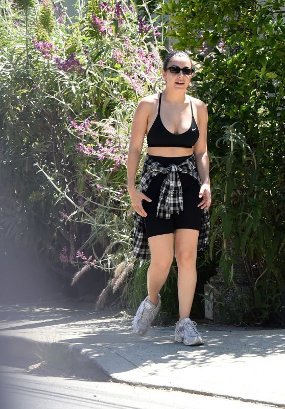 Charli XCX in a Black Nike Sports Bra and Matching Gym Shorts