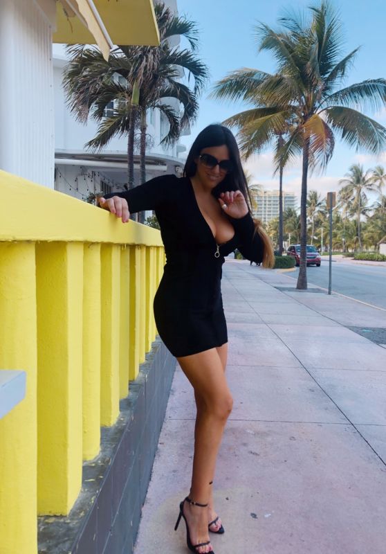 Claudia Romani in Mini Dress - Ocean Drive in Miami 05/23/2020