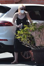 Dakota Fanning in Sleeveless Black Dress - Out in LA 05/09/2020