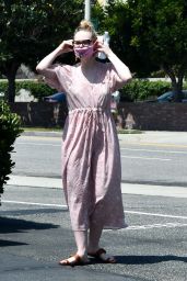 Elle Fanning in Floral Sun-Dress - Los Angeles 05/09/2020