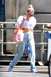 Elsa Hosk in Cropped White Blouse - Out in NYC 05/15/2020
