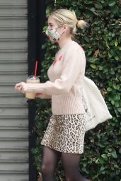 Emma Roberts Casual Chic in Leopard Print Skirt - Getting Coffee in LA 05/12/2020