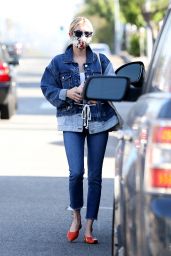 Emma Roberts in Double Denim Outfit 05/10/2020