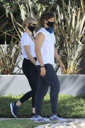 Gwyneth Paltrow in Sheer White V-Neck T-Shirt and Tights - West Hollywood 05/17/2020