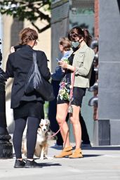 Helena Christensen in Chic Outfit - Dog Walk in NYC 05/21/2020