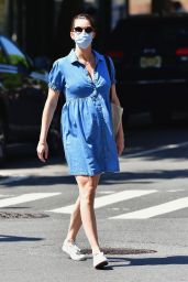 Hilary Rhoda Covers Her Baby Bump in a Denim Dress 05/27/2020