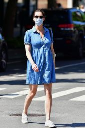 Hilary Rhoda Covers Her Baby Bump in a Denim Dress 05/27/2020