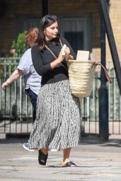Jenna-Louise Coleman - Carrying a Big Pile of Delivery Boxes in London 05/18/2020