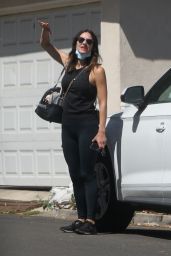 Katharine McPhee in Black Tank Top With a Pair of Skintight High Waisted Leggingsis