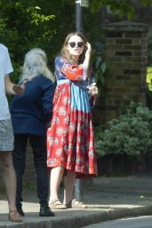 Keira Knightly in a Flowy Red Dress - Out in London 05/08/2020