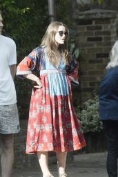 Keira Knightly in a Flowy Red Dress - Out in London 05/08/2020