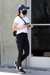 Lucy Hale in Cropped Tank and Skintight Leggings at the Conservatory in West Hollywood 05/26/2020