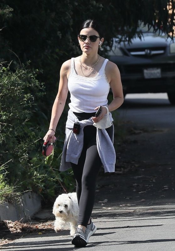 Lucy Hale - Walking Her Dog in Studio City 05/17/2020