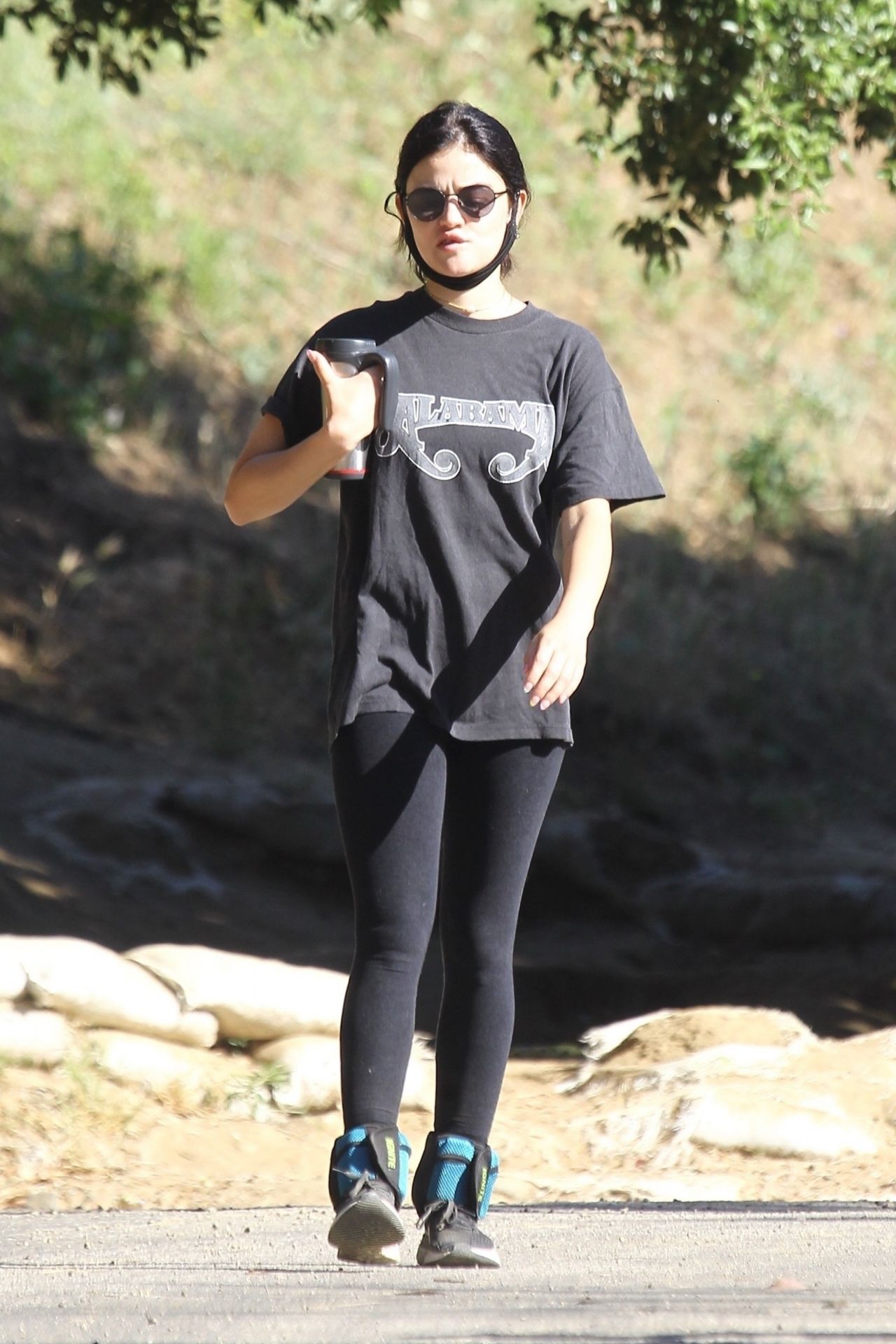 Lucy Hale - Wears an Alabama Concert Tee and Leggings - Hollywood Hills